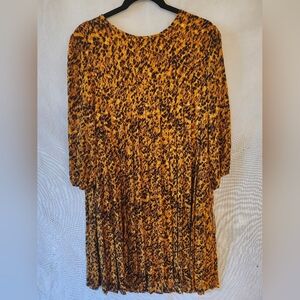 Nanette Lepore Leopard Print Pleated Baby Doll Dress Sz 16